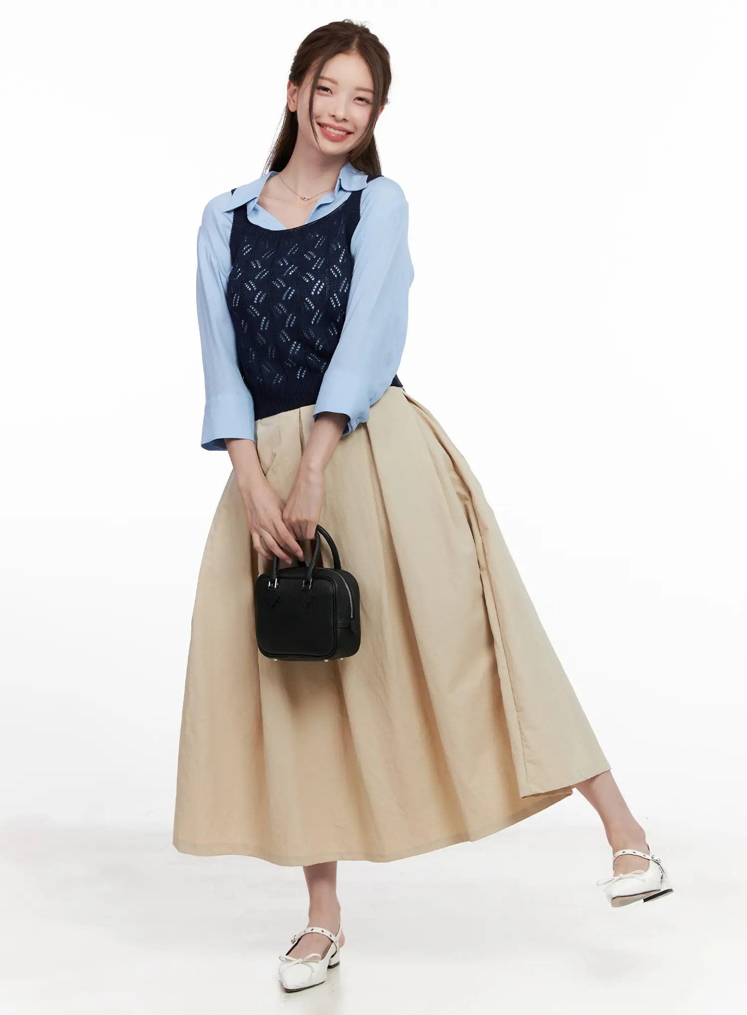 Pleated Flare Maxi Skirt CL524