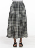 Plaid Cotton Maxi Skirt CL523