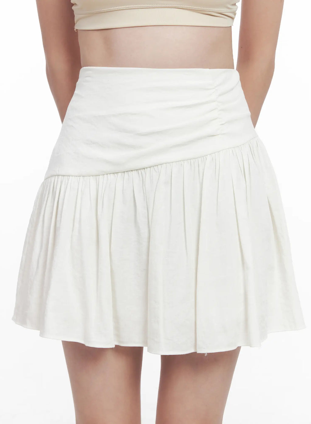 Asymmetric Shirred Mini Skirt CL524