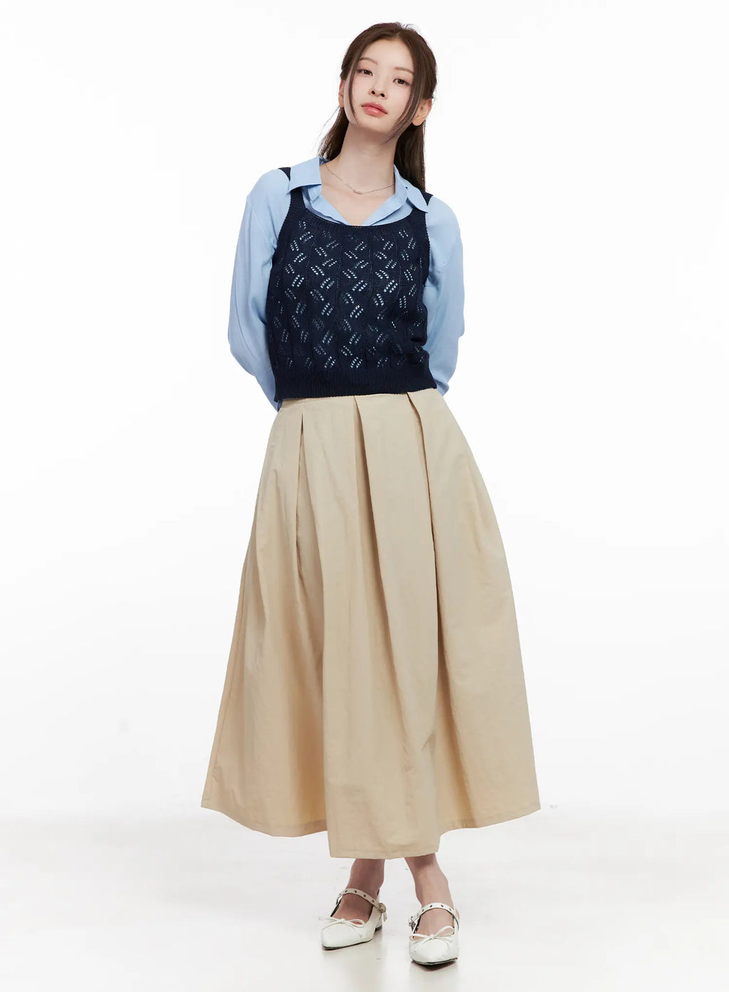 Pleated Flare Maxi Skirt CL524