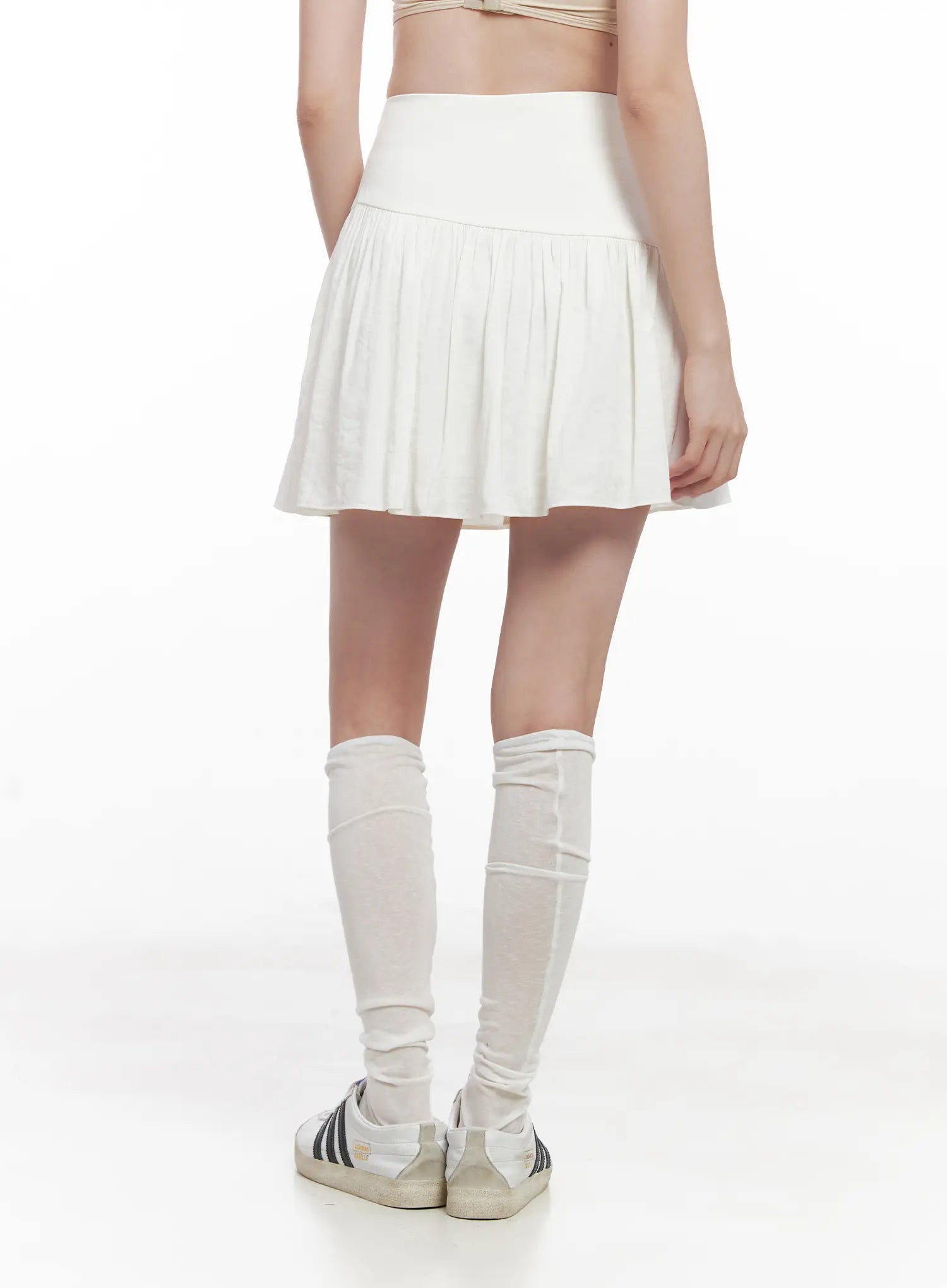 Asymmetric Shirred Mini Skirt CL524