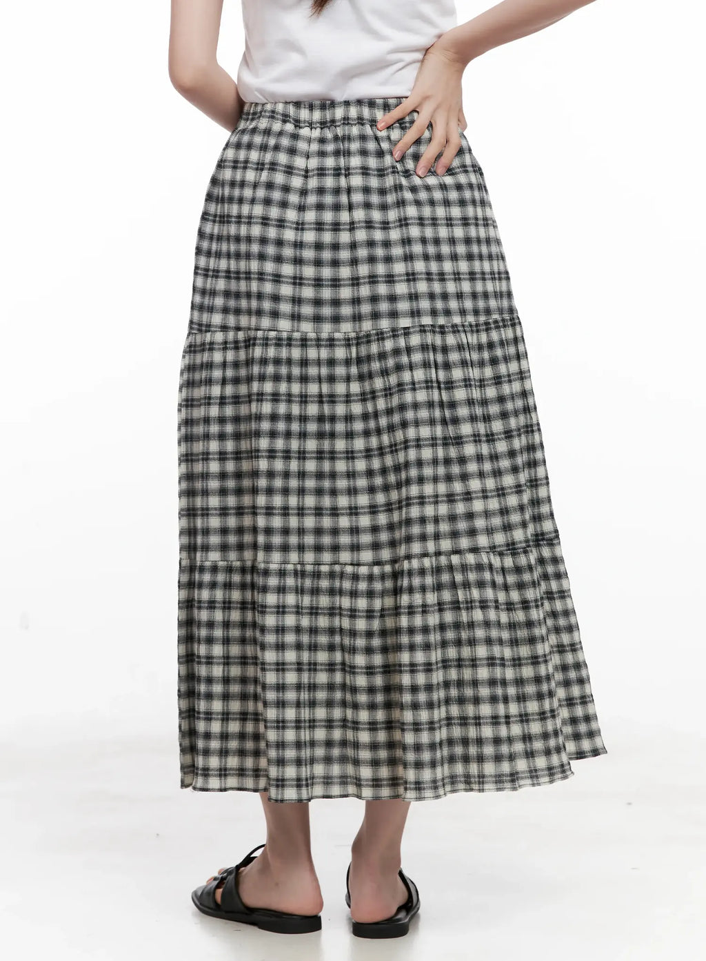Plaid Cotton Maxi Skirt CL523
