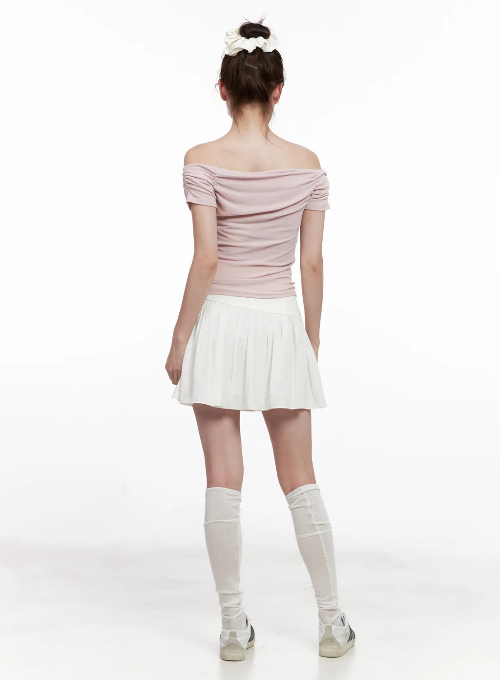 Asymmetric Shirred Mini Skirt CL524