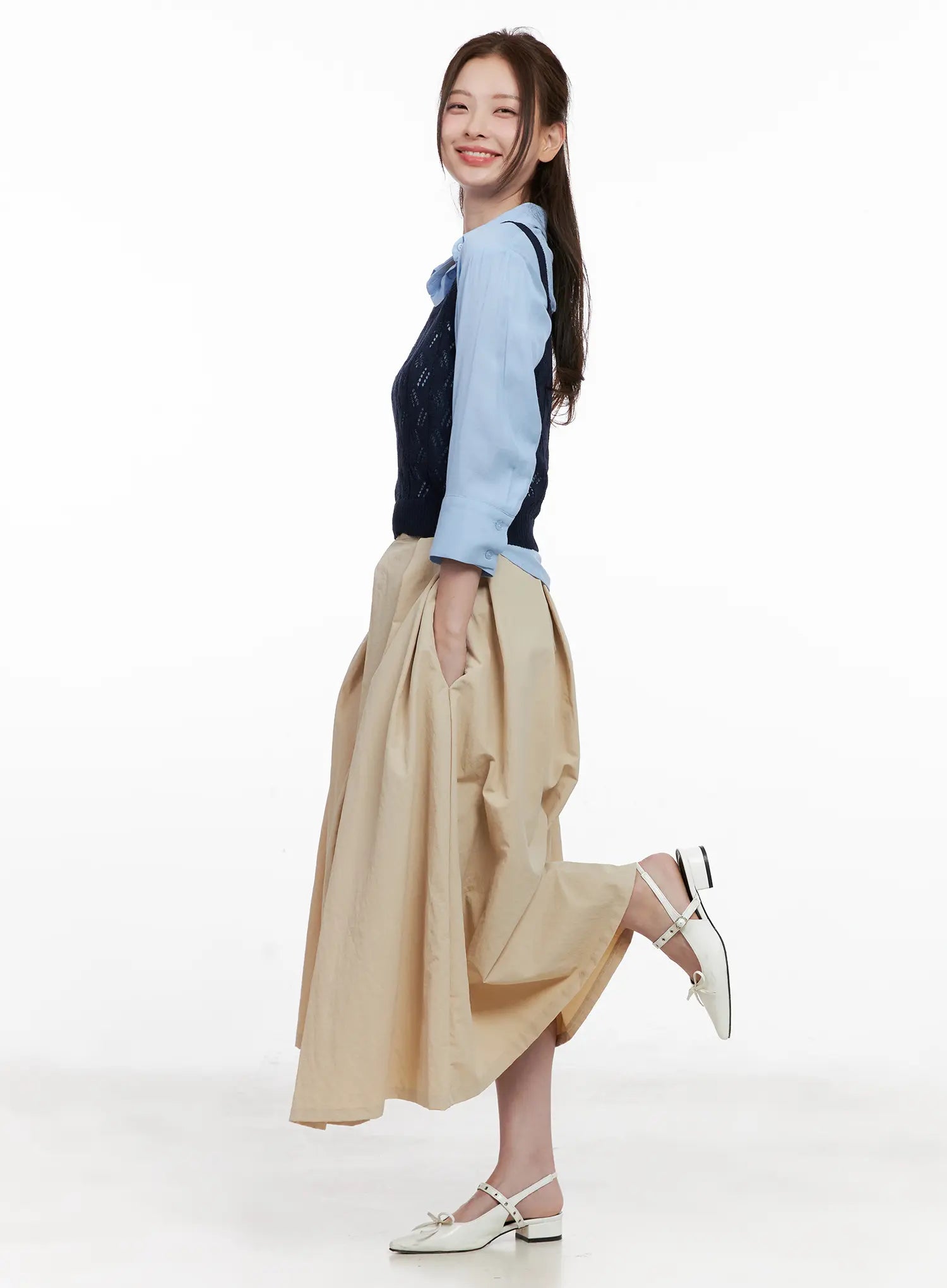 Pleated Flare Maxi Skirt CL524