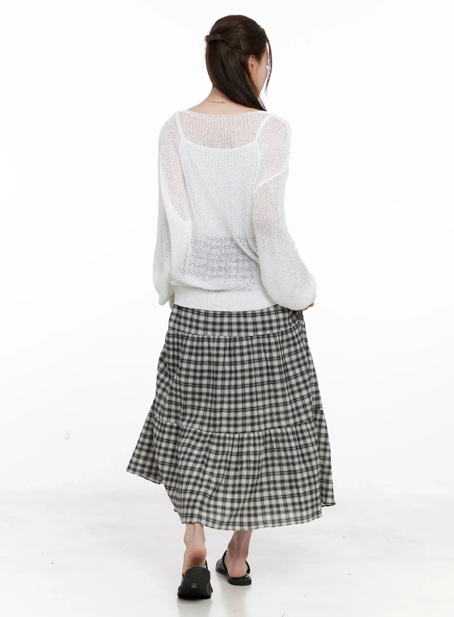 Plaid Cotton Maxi Skirt CL523
