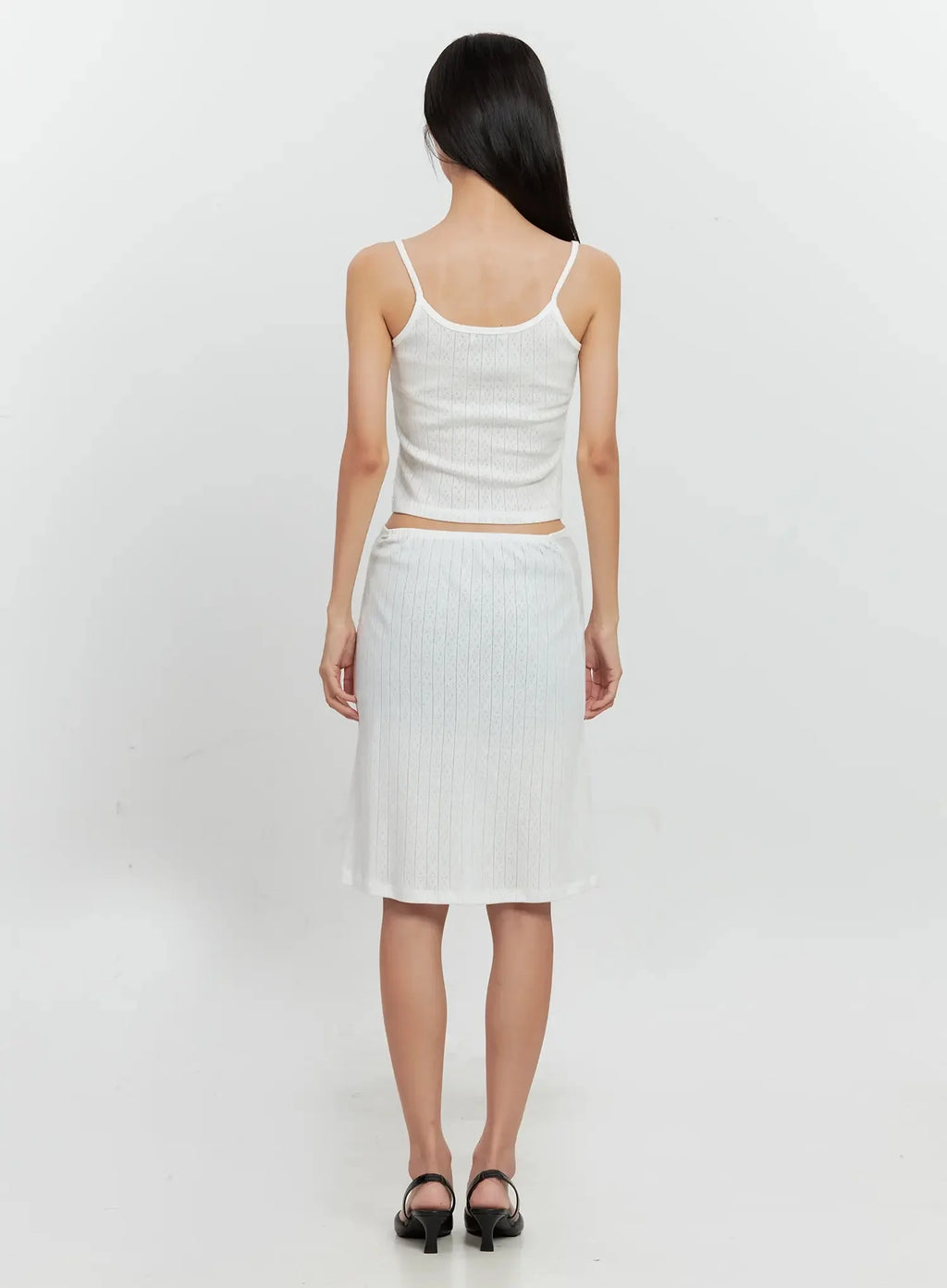 Ribbed Eyelet Midi Skirt IL528