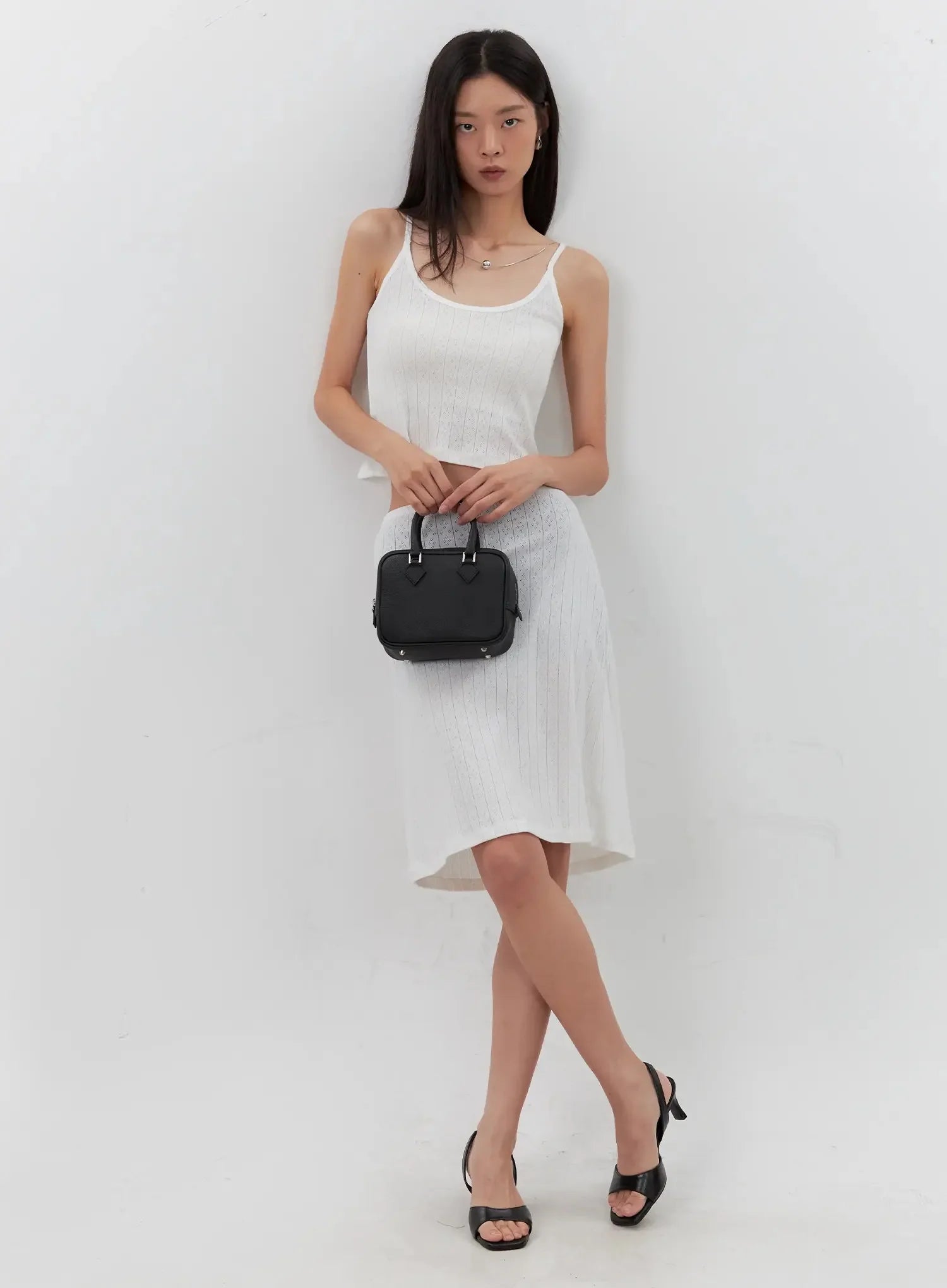 Ribbed Eyelet Midi Skirt IL528