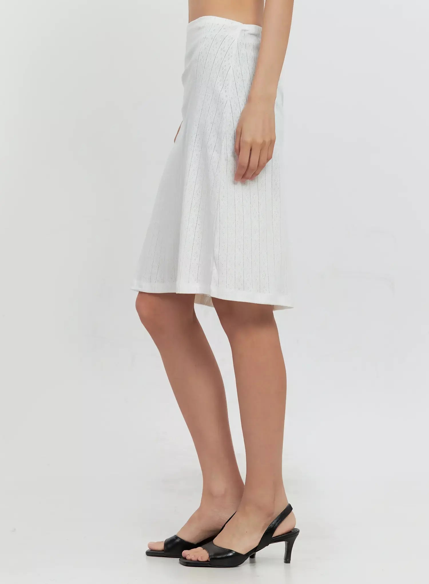 Ribbed Eyelet Midi Skirt IL528